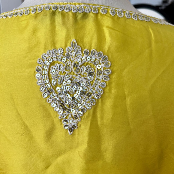 Calypso St. Barth 100% beautiful yellow silk & sequin top! - Picture 4 of 13